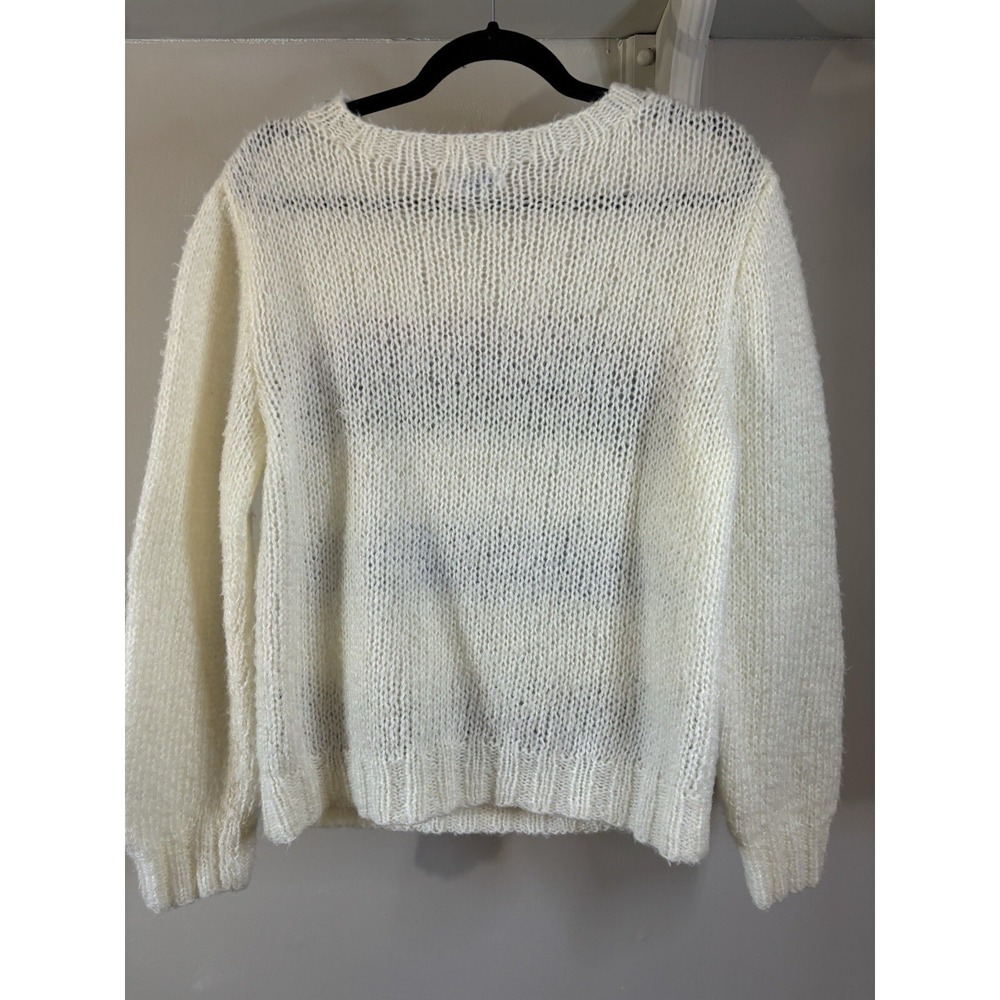 VTG DEANS OF SCOTLAND Ivory Floral Sweater L 80's Acrylic - Picture 4 of 4
